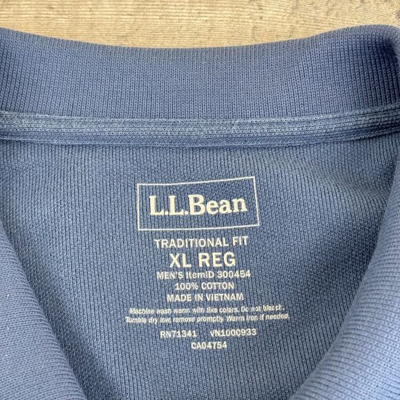 L.L. Bean Polo Shirt Men's XL Regular Blue 100% Cotton Traditional Fit - Picture 4 of 6